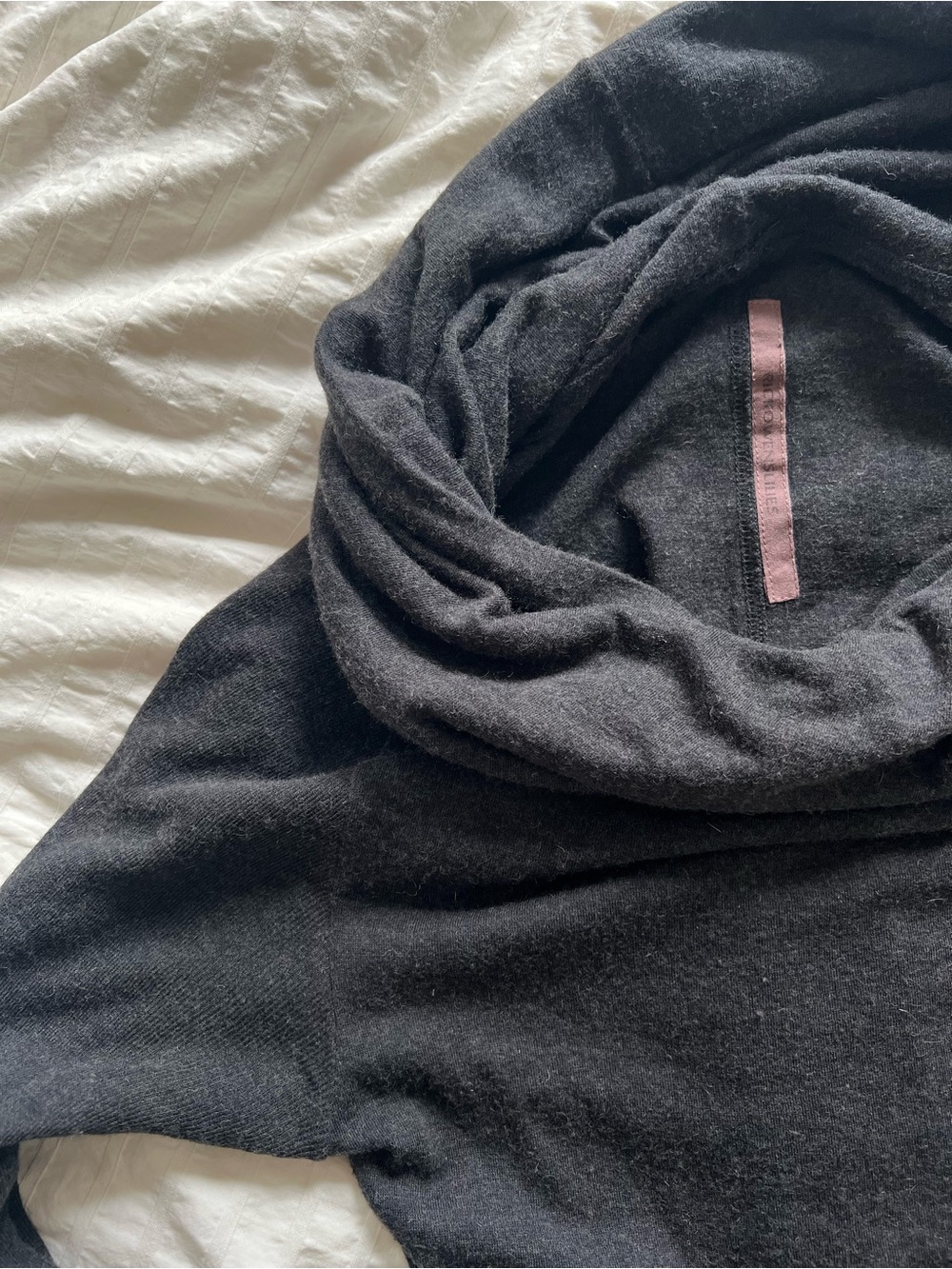 Rick Owens Lilies dark gray knit midi dress long sleeve fold collar cowl neck 10 - Picture 13 of 16